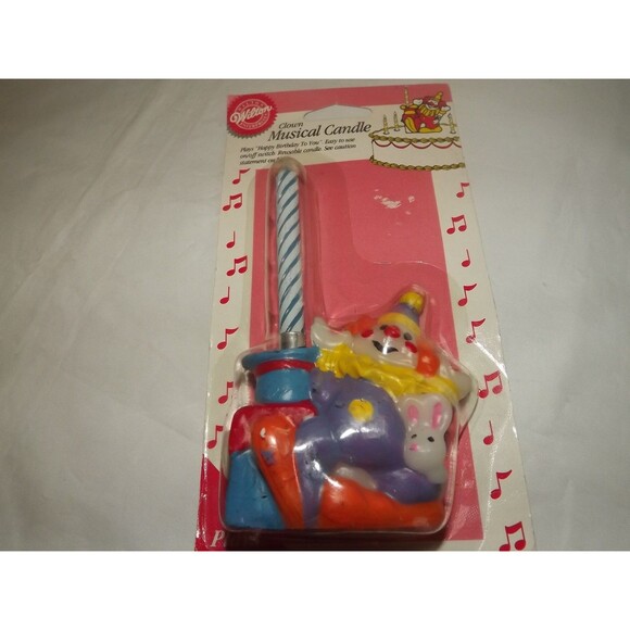 Vintage Wilton 1995 Musical Novelty Candle Clown NOS Sealed Happy Birthday - Picture 4 of 6